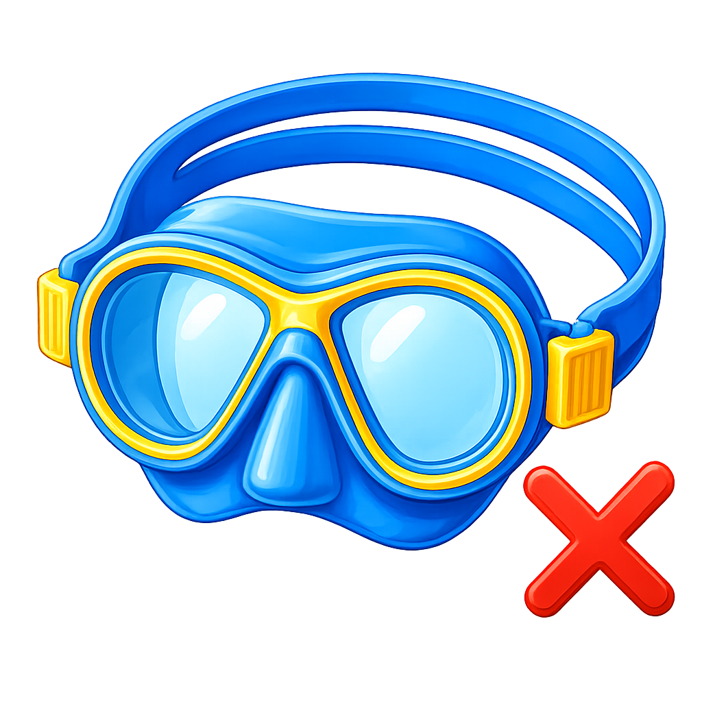 Not Suitable Goggles: Scuba diving style mask