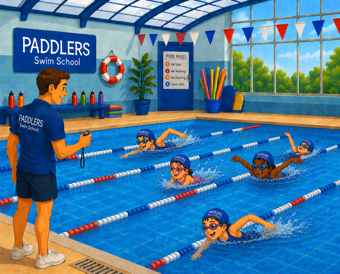 Swimming lesson with floats